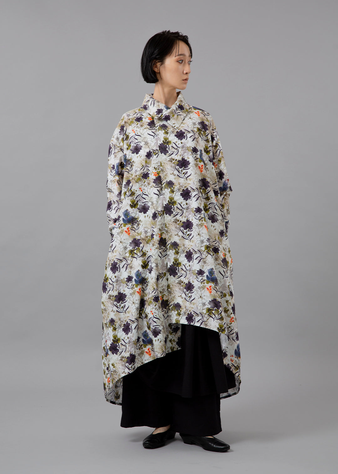 Sculpted Drape Long SH Print Poplin