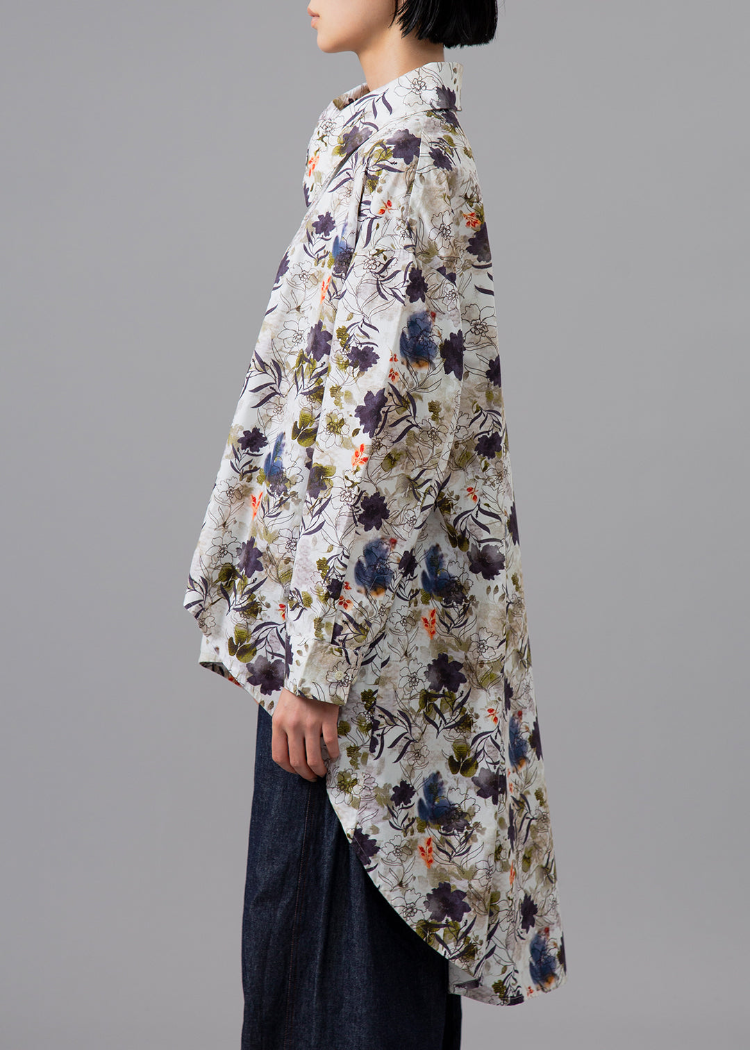 Sculpted Drape Shirt Printed Poplin