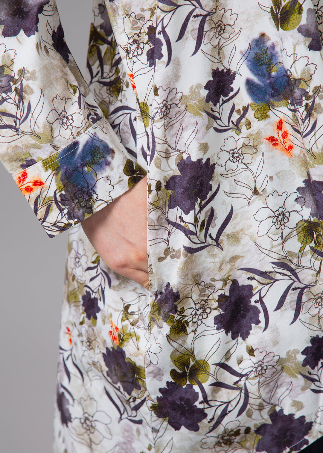 Sculpted Drape Shirt Printed Poplin