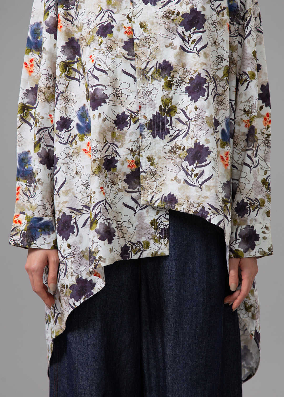 Sculpted Drape Shirt Printed Poplin