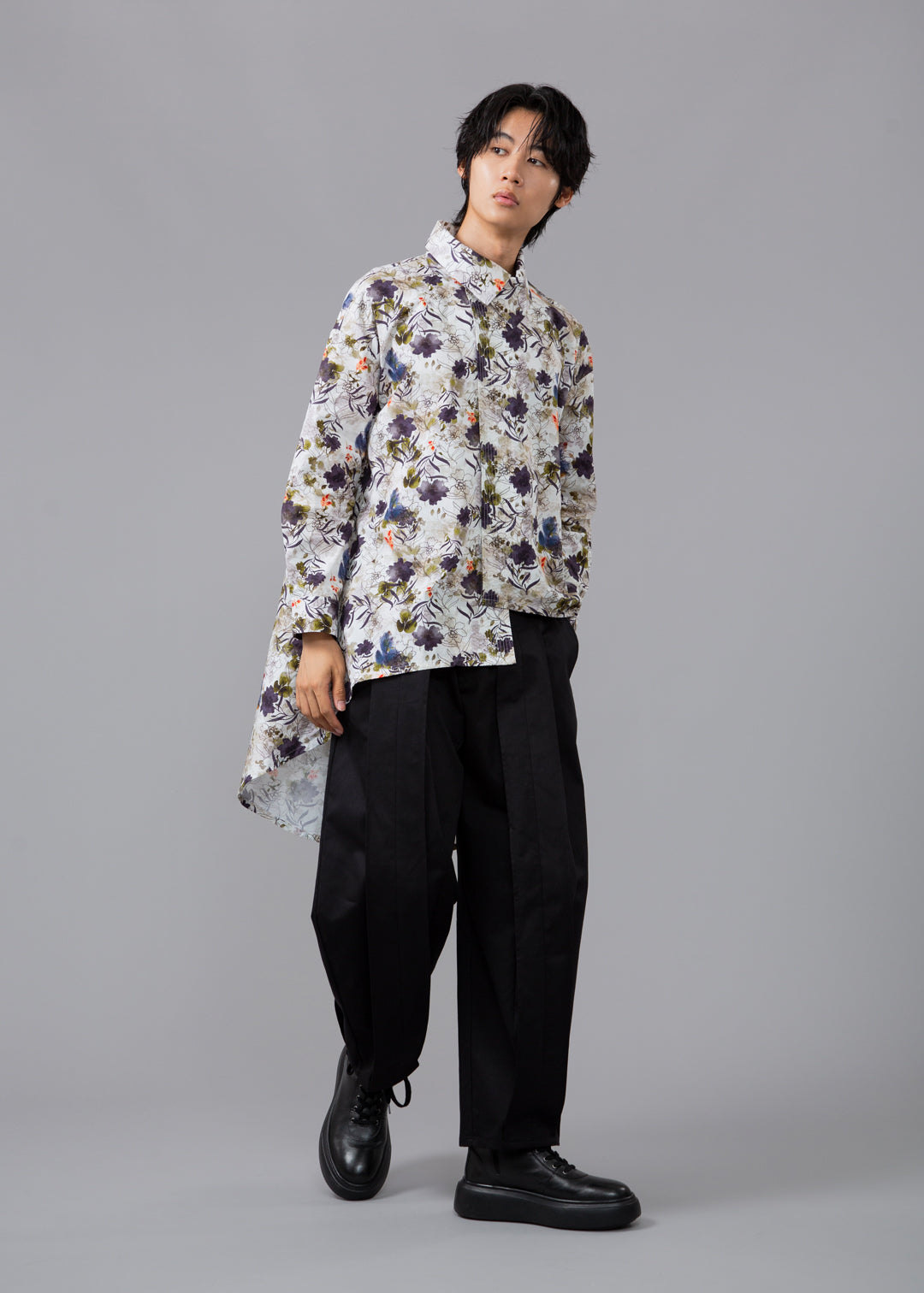 Sculpted Drape Shirt Printed Poplin