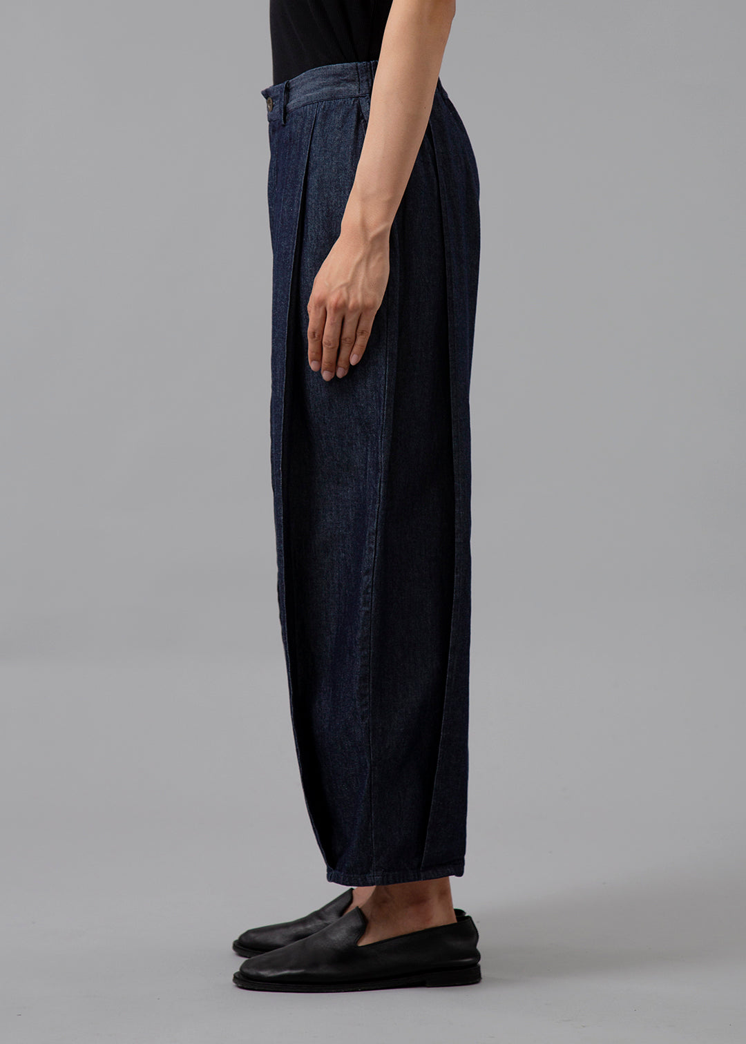 Sculpted Deep Tuck Pants Denim