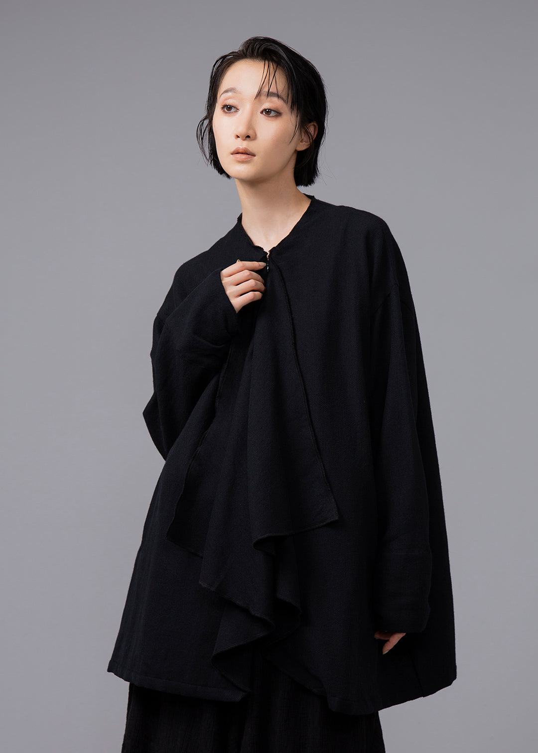 Yuragi Front Drape Tunic Wool Khadi