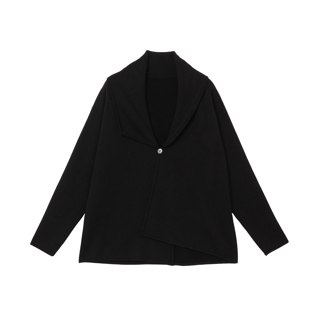 Asymme Big Collar Cardigan Wool