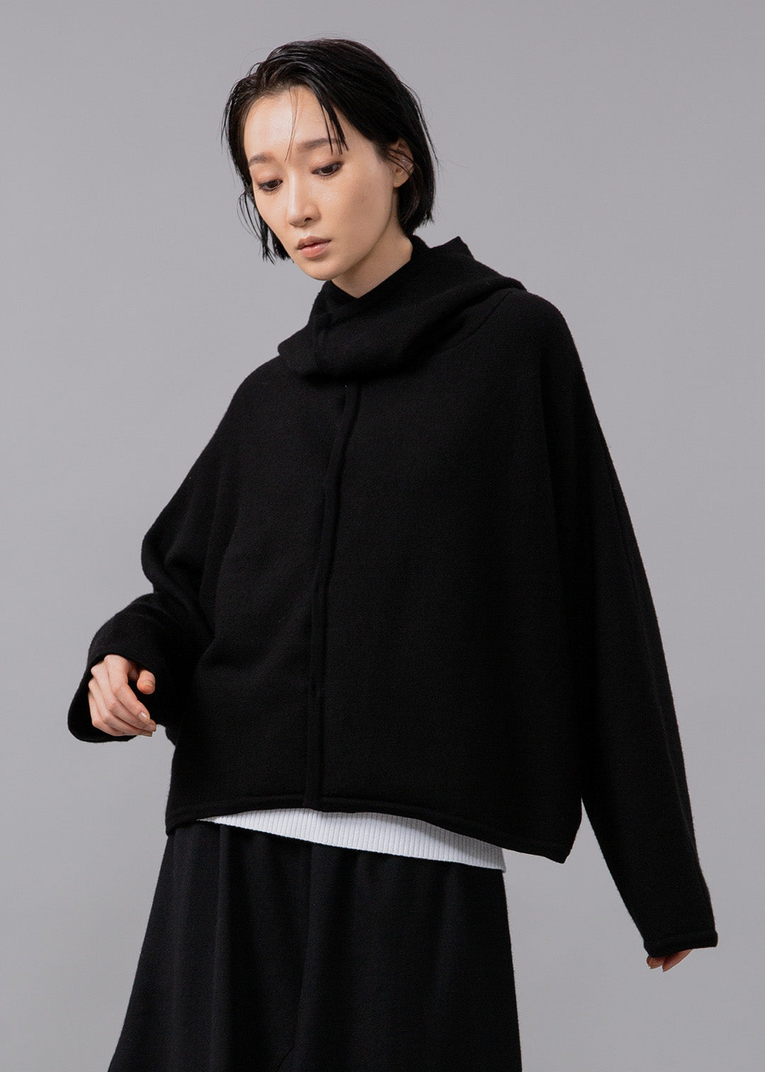 Sculpted Cape Cardigan Wool Lycra