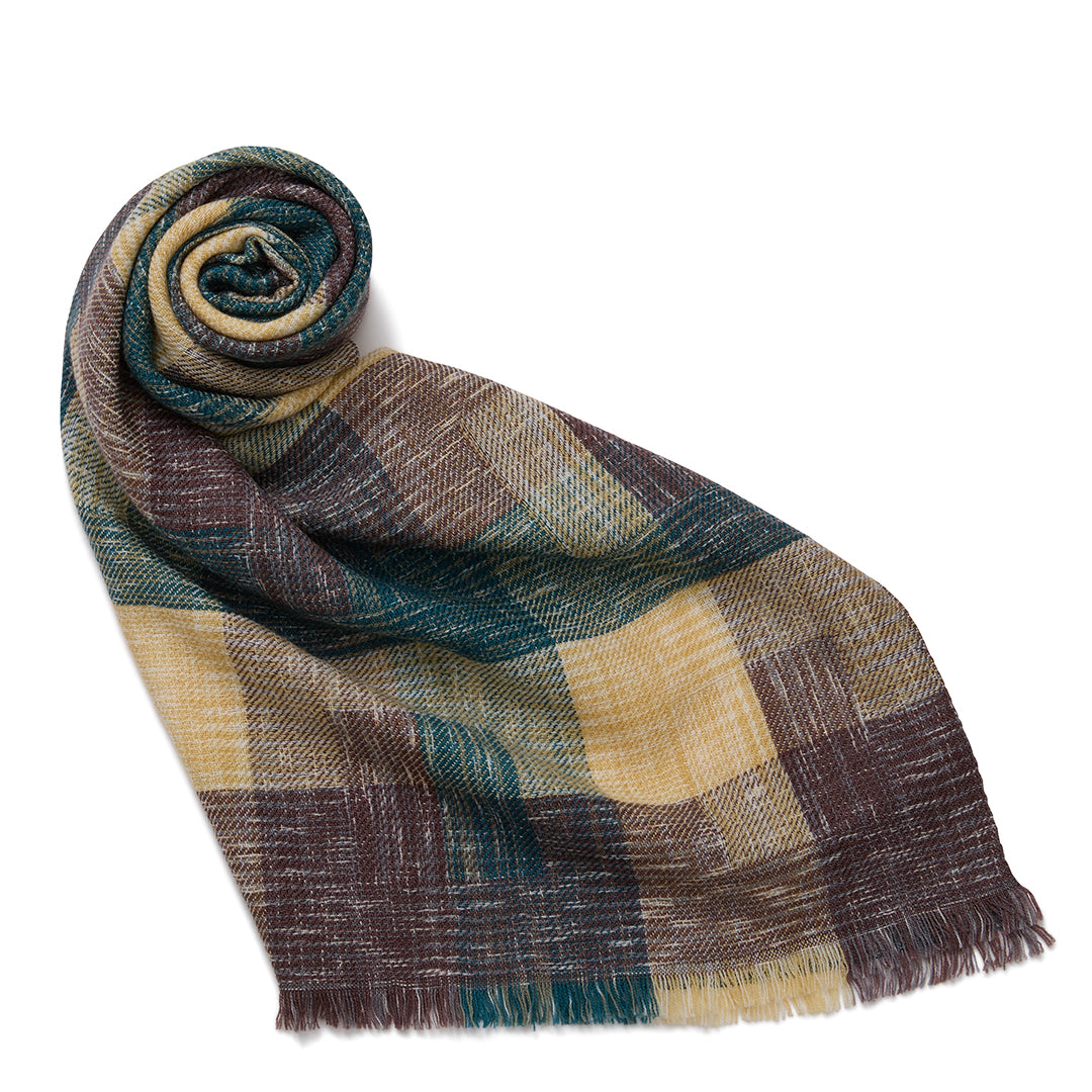 Ikat Block Check Wool Stole