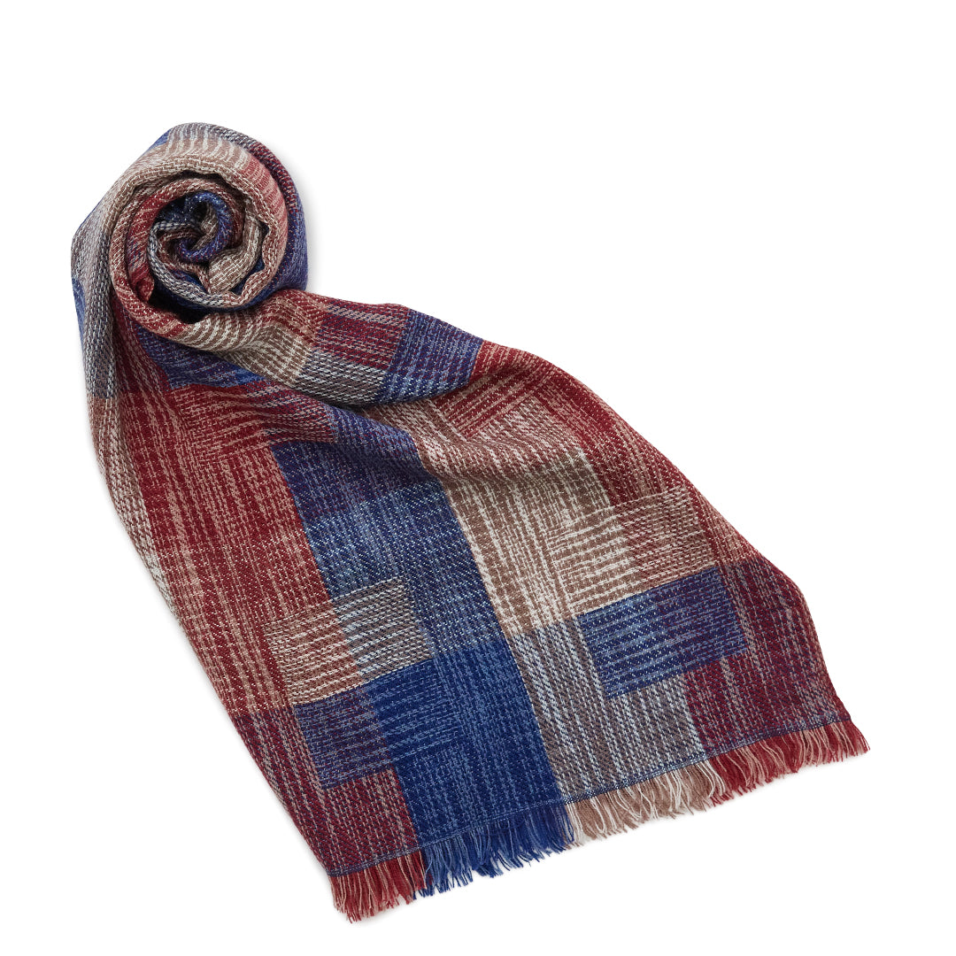 Ikat Block Check Wool Stole