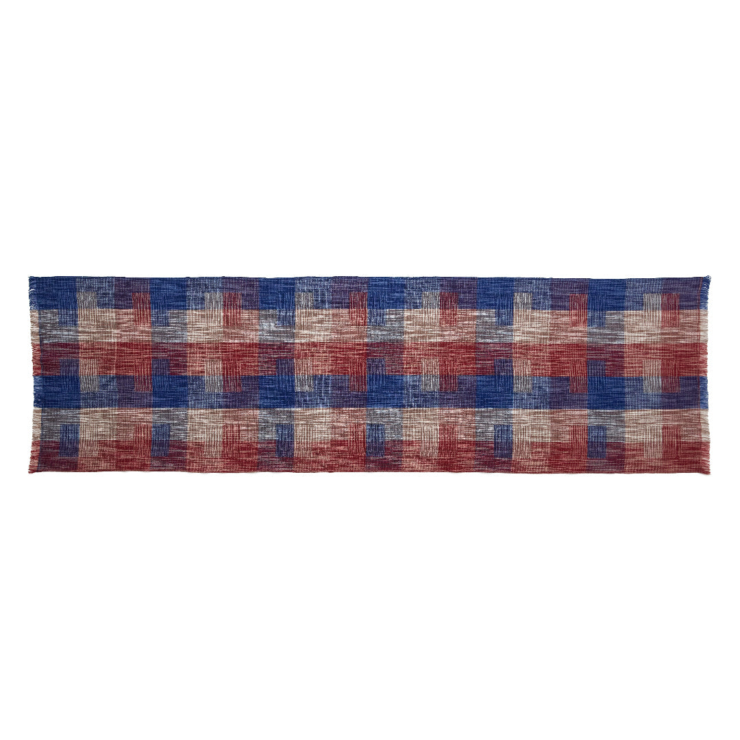 Ikat Block Check Wool Stole