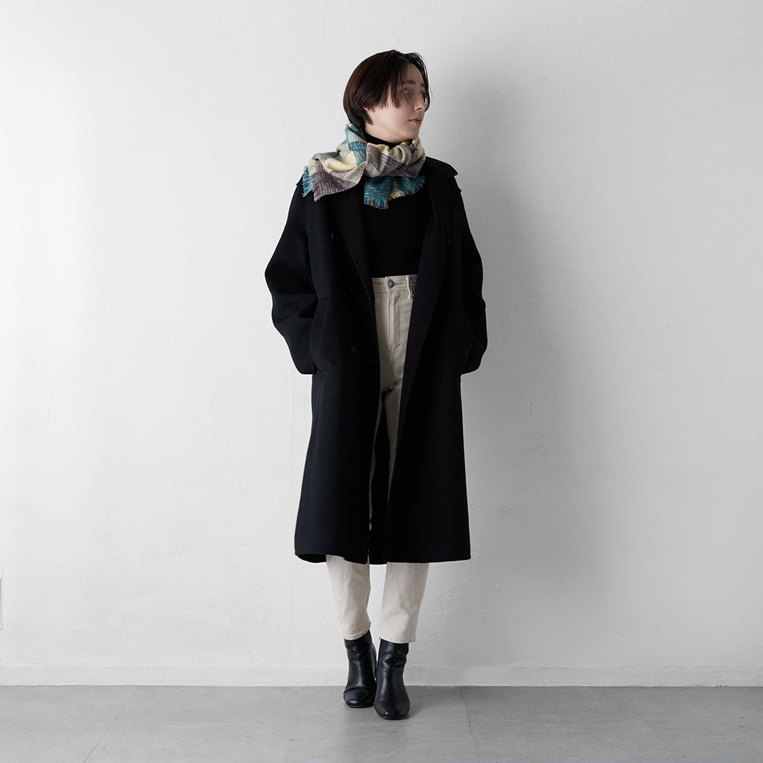 Ikat Block Check Wool Stole