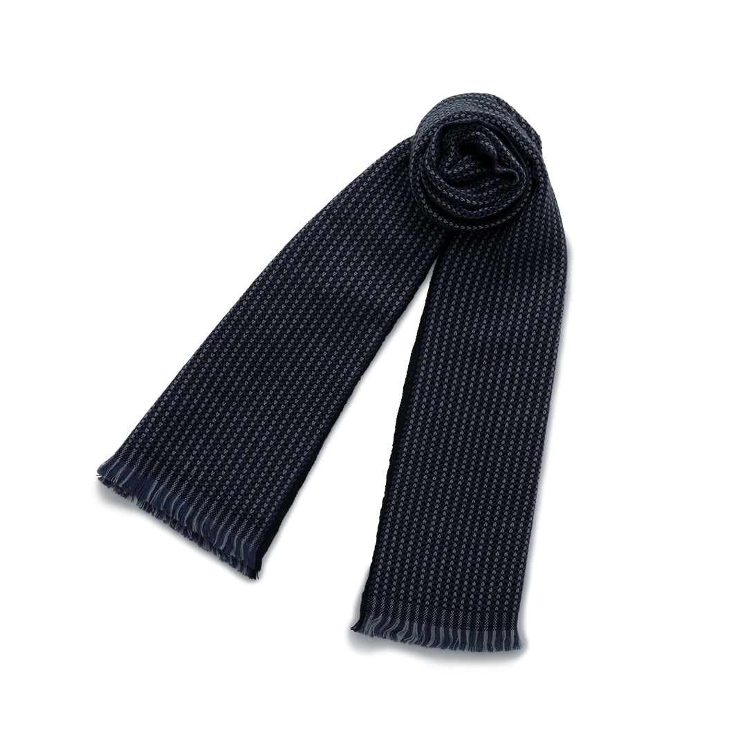 【未使用品】MUFFLER, WOOL-KNIT NAVY 未使用品】MUFFLER, WOOL-KNIT NAVY 未使用品】MUFFLER, WOOL