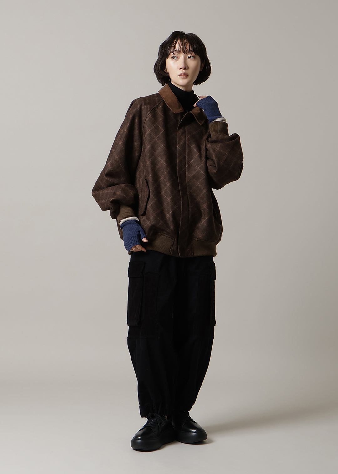 Wool Cashmere Color Block Mitten