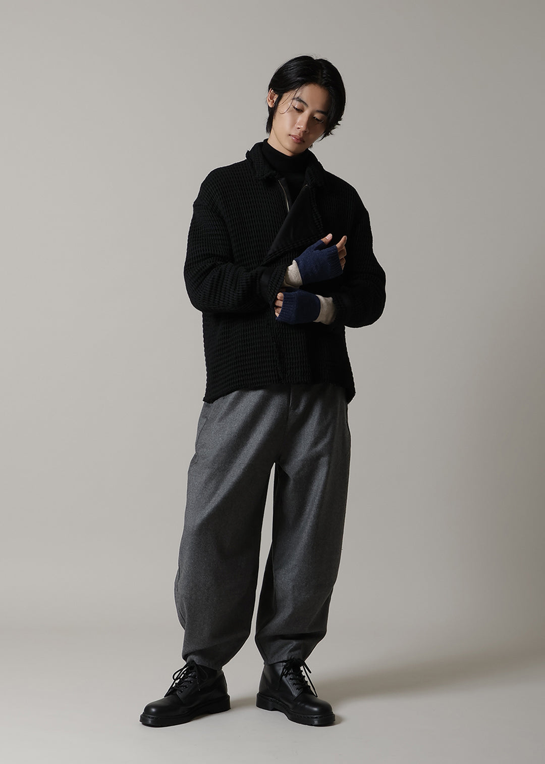 Wool Cashmere Color Block Mitten