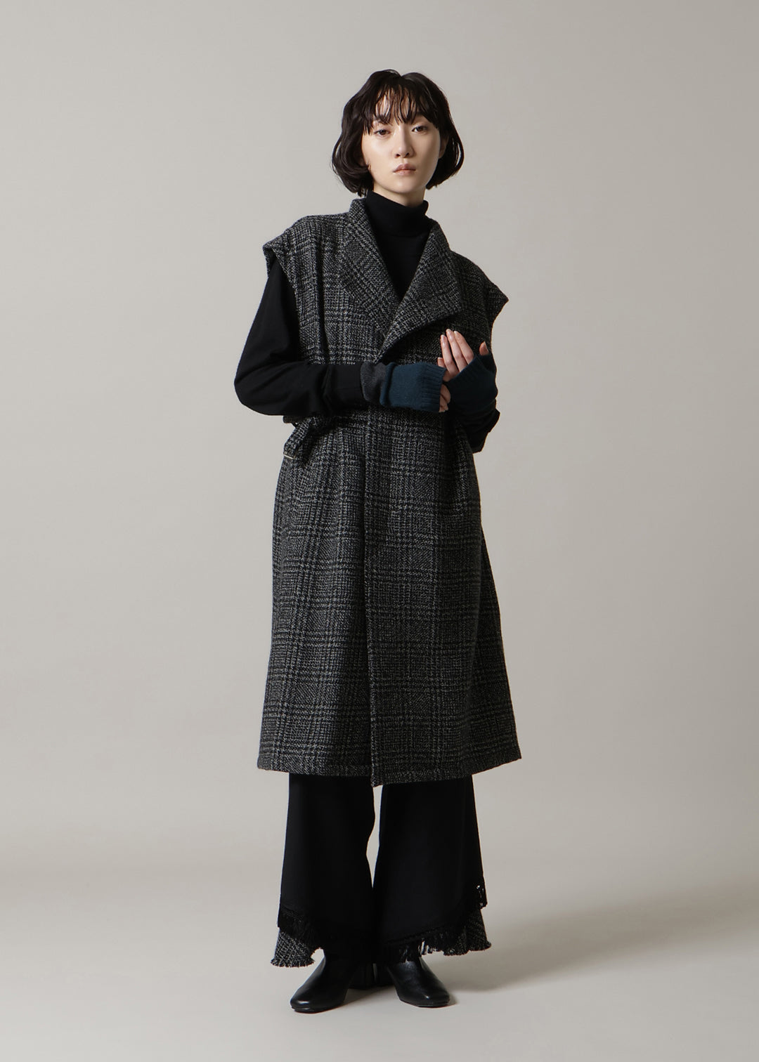 Wool Cashmere Color Block Mitten