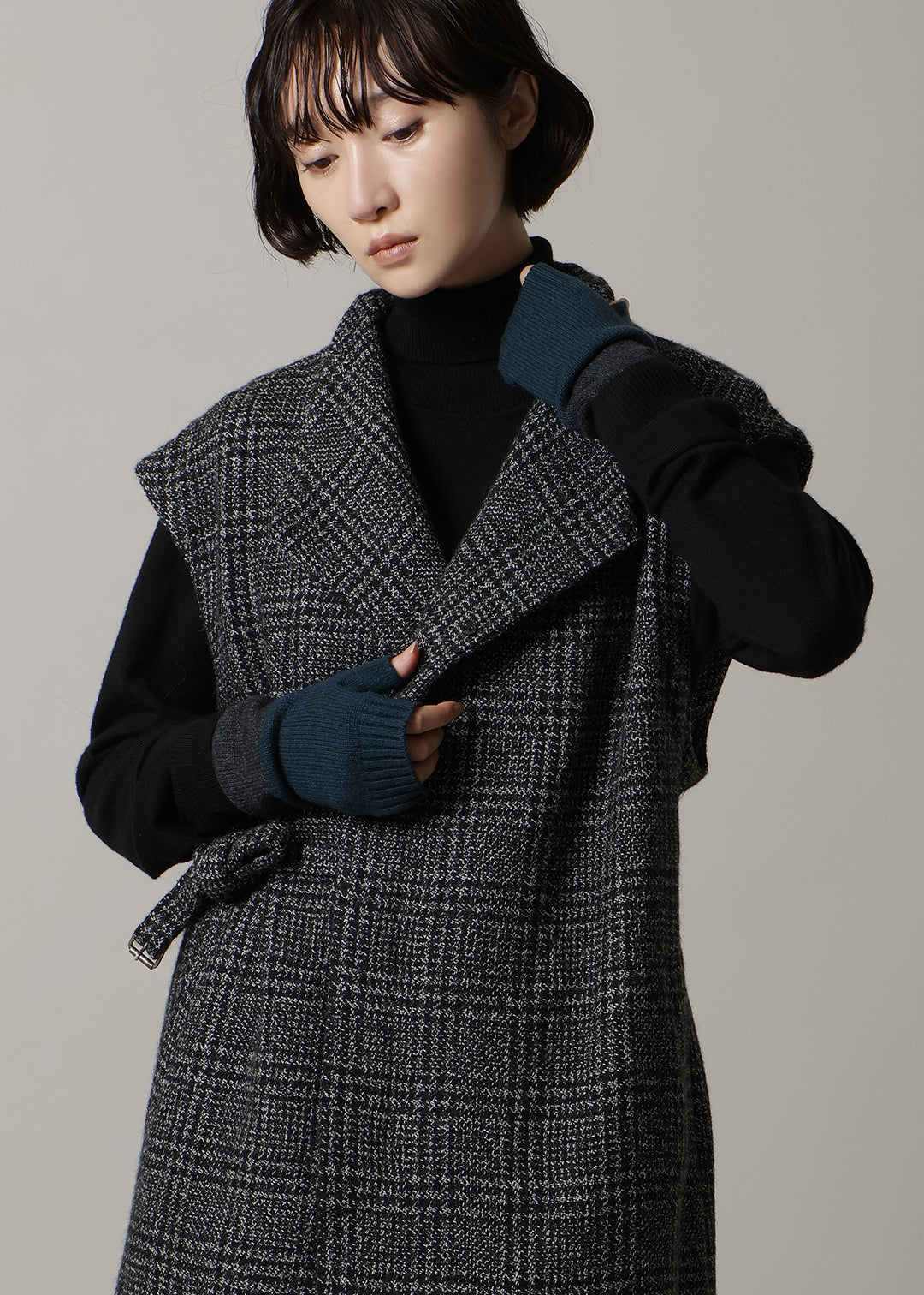 Wool Cashmere Color Block Mitten