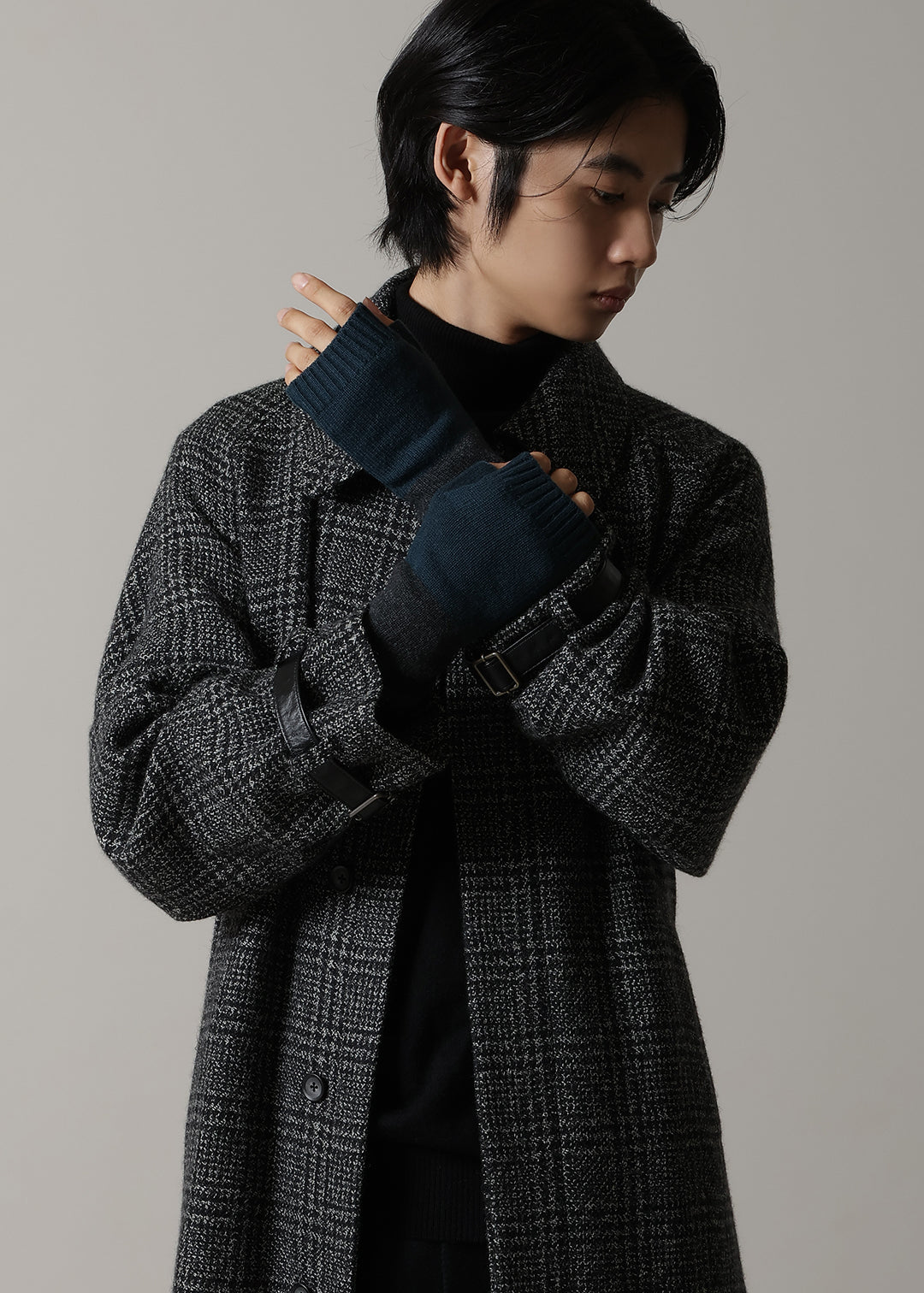 Wool Cashmere Color Block Mitten