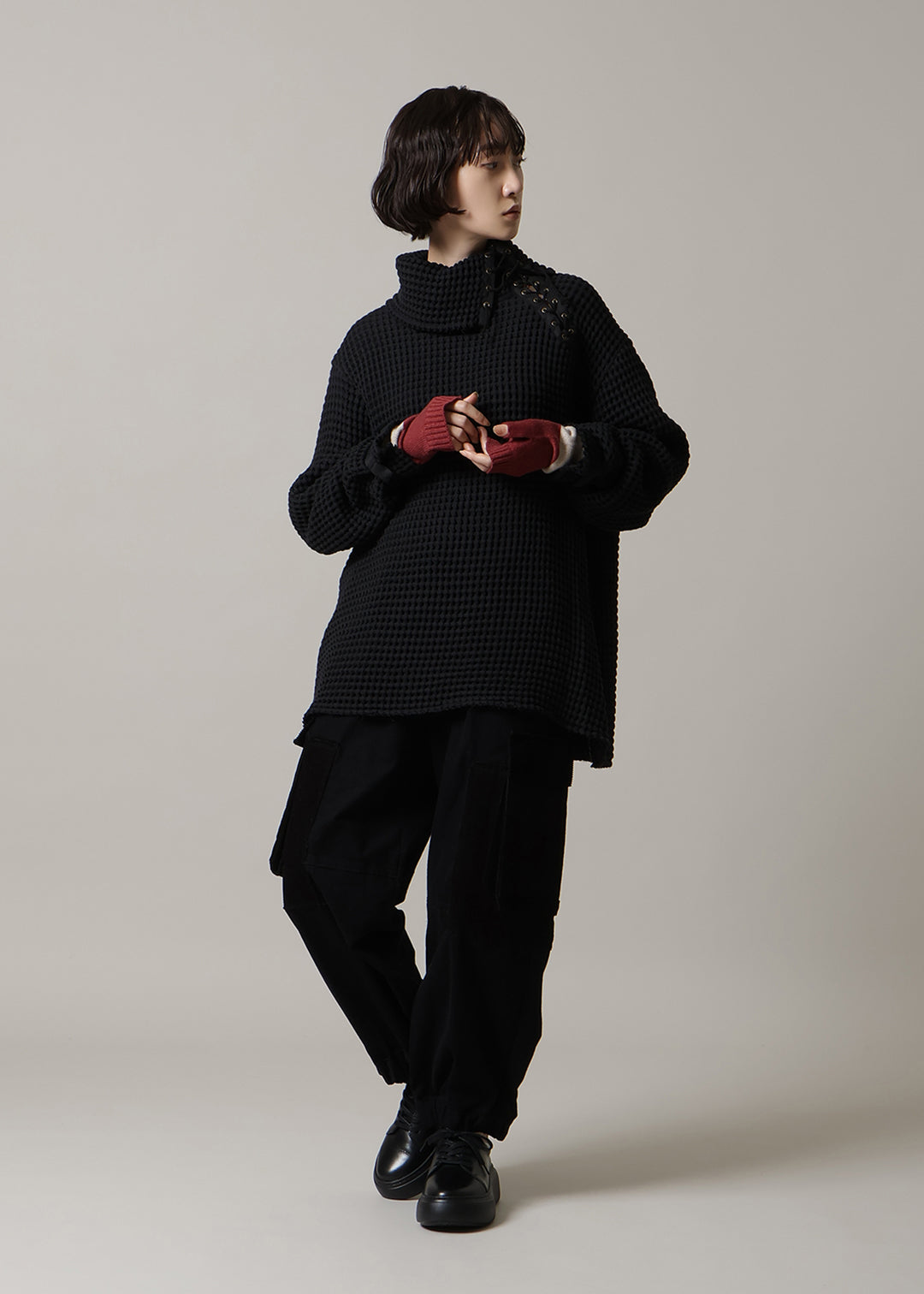 Wool Cashmere Color Block Mitten