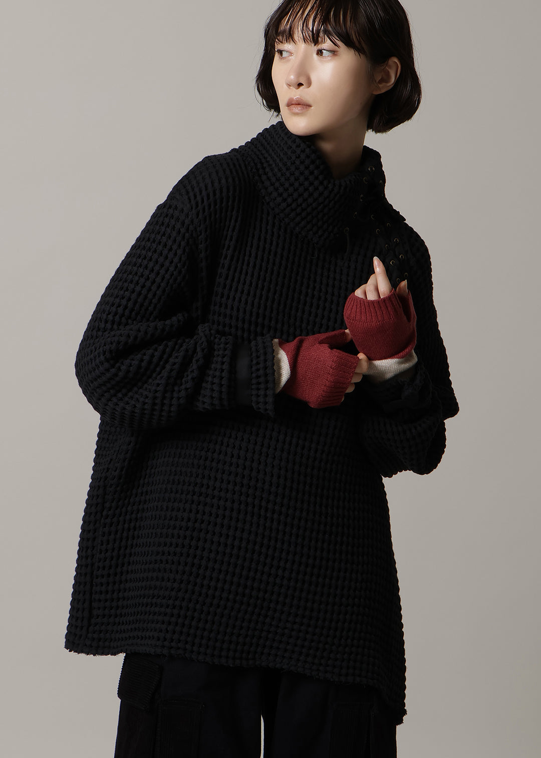 Wool Cashmere Color Block Mitten