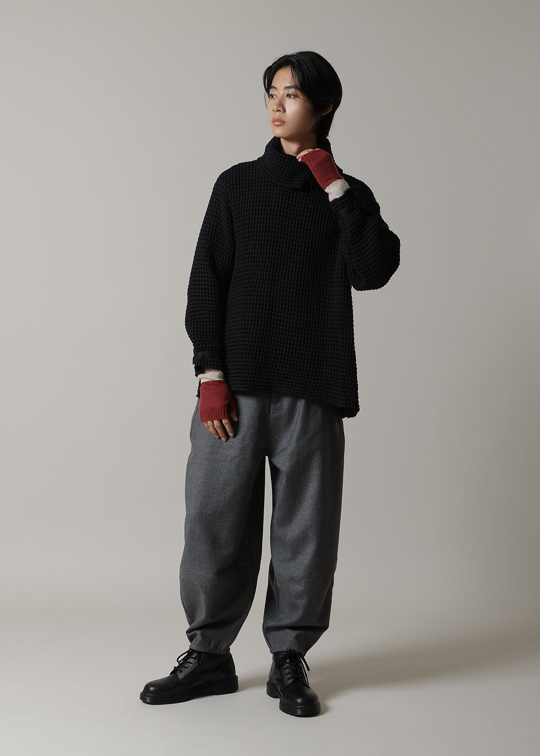 Wool Cashmere Color Block Mitten