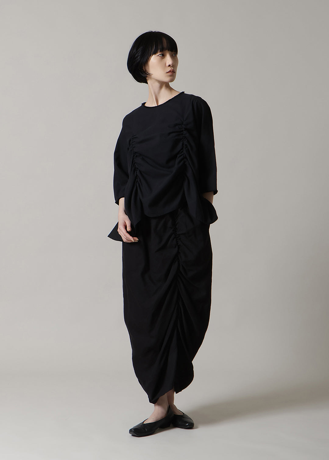 Rhythm Shirring 3Q Tops 150tw Khadi