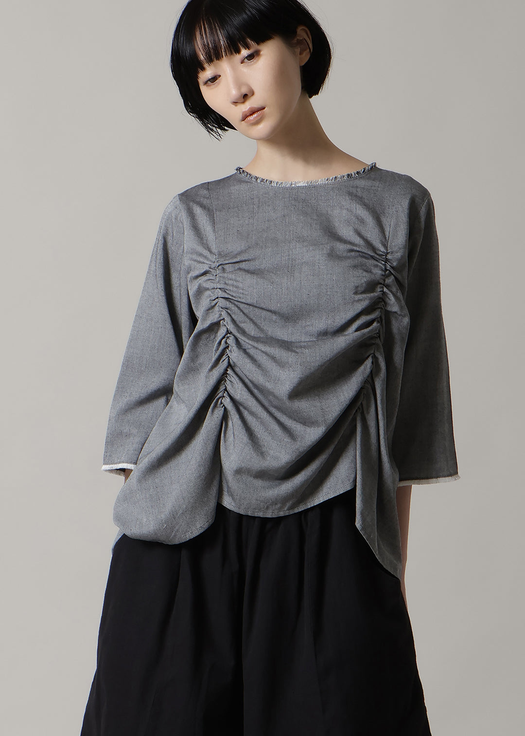 Rhythm Shirring 3Q Tops 150tw Khadi