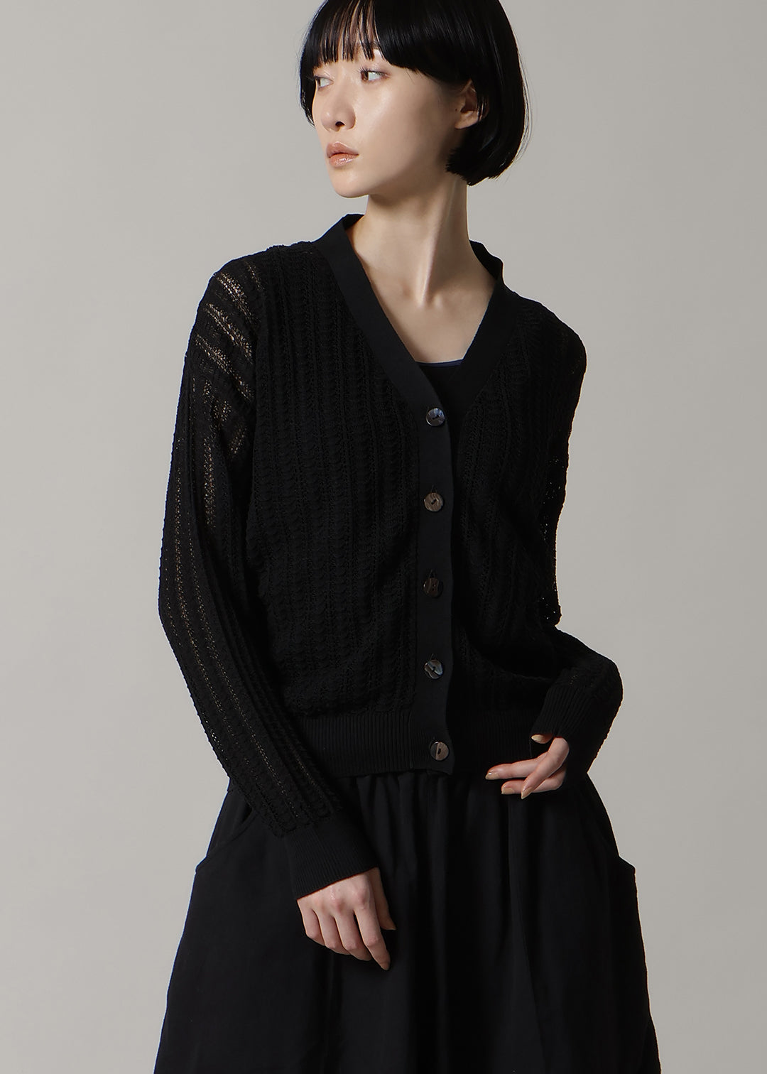 14gg Cotton Sheer Knit Cardigan