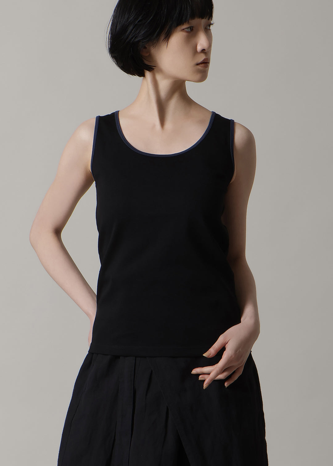 Cotton Bi-color Round Neck Tanktop
