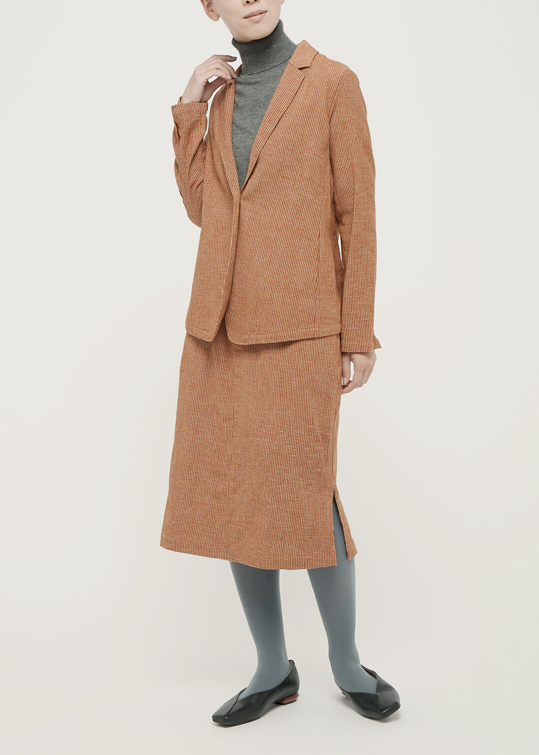 Oxford Khadi Side Slit Skirt