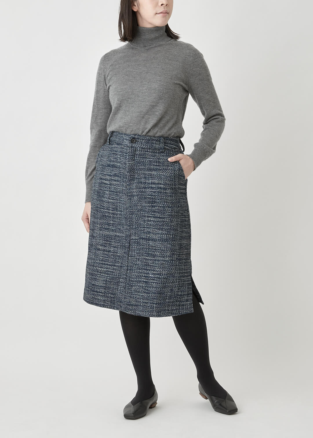8 pedal Wool Side Slit Skirt