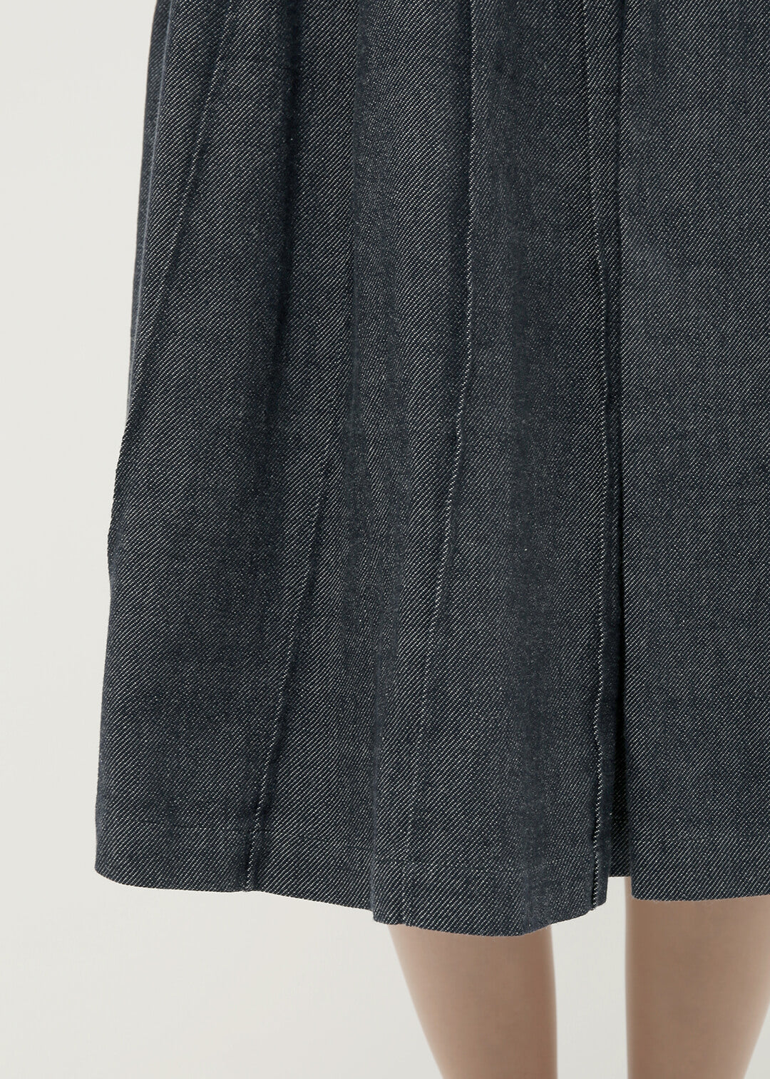 Denim Two-tone Pleat Skirt