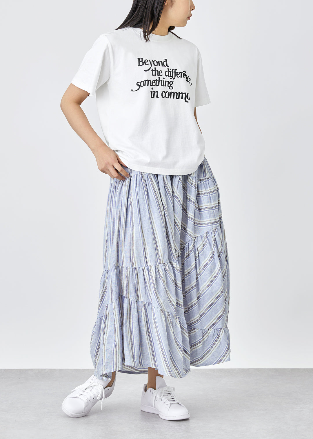 Yui Random Tiered Skirt 56s stripe