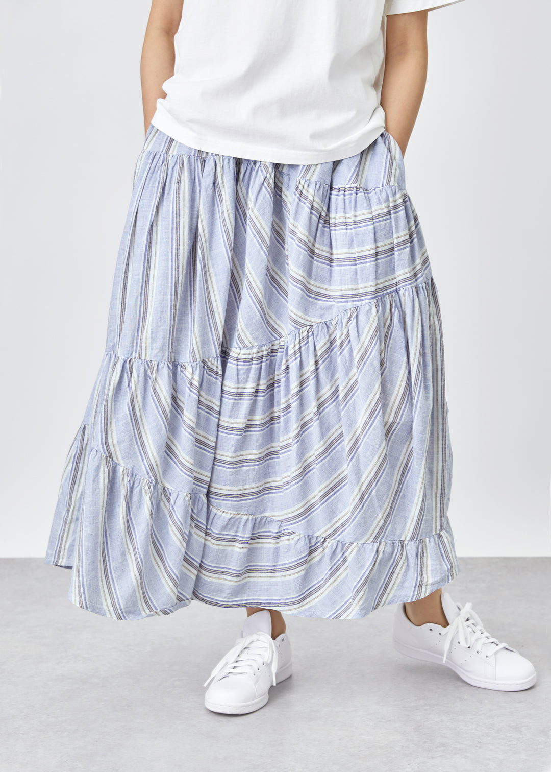 Yui Random Tiered Skirt 56s stripe