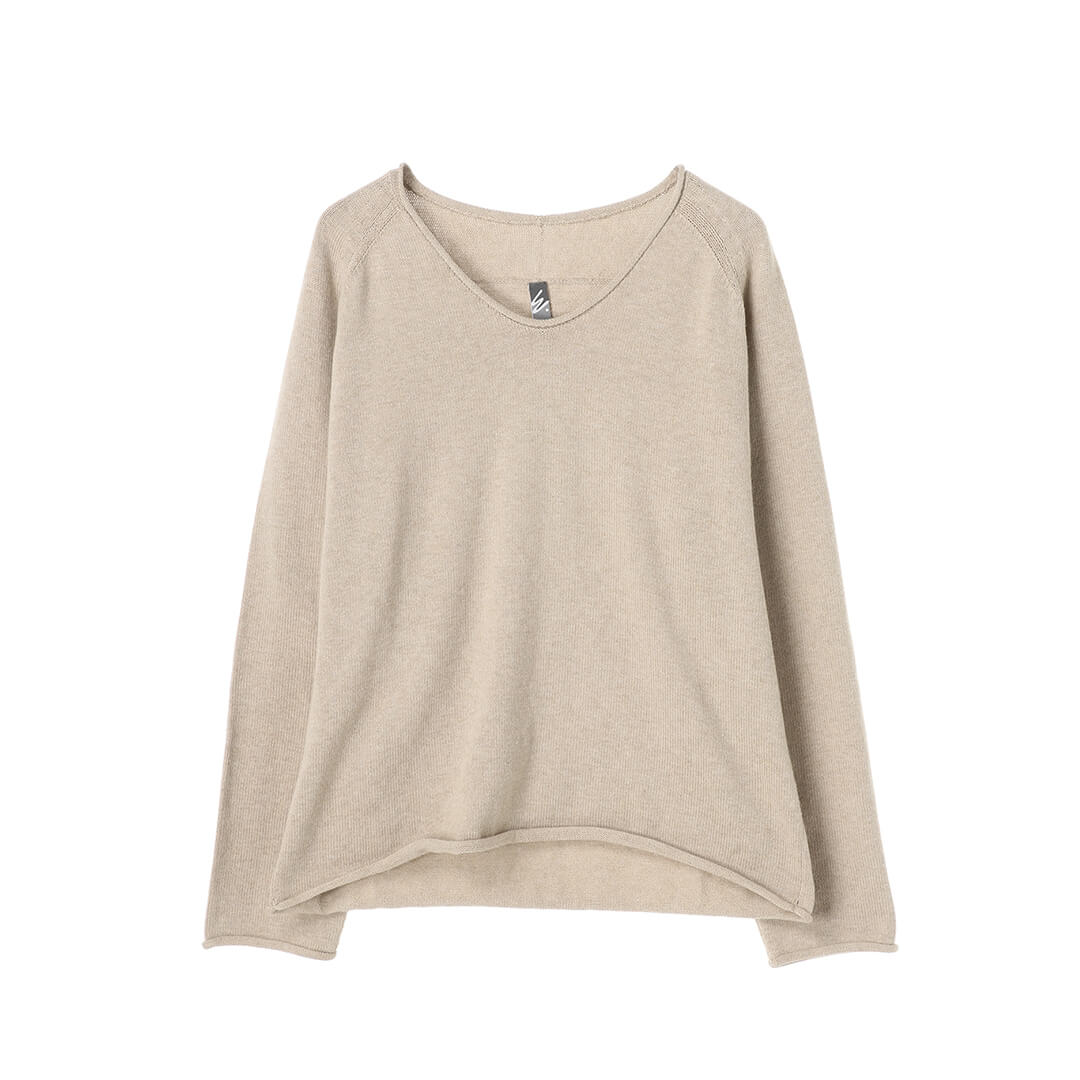 7gg Cotton Rolled V-neck Sweater